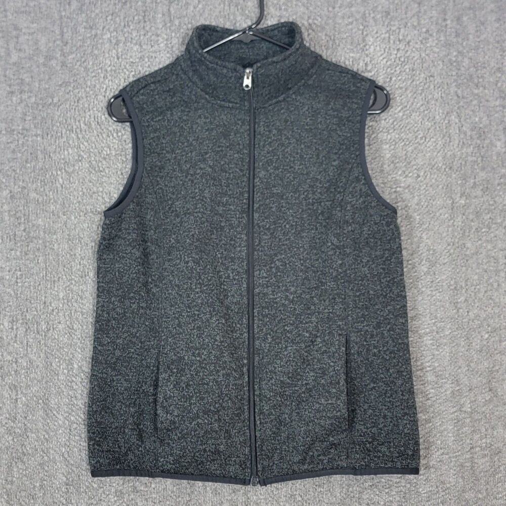 GH Bass & Co Vest Womens Medium Black Fleece Casual Full-Zip Mock Neck